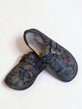 Alegria PG Lite Floral Metallic Leather Clogs Comfort Mary Jane Shoes 39 US 8.5